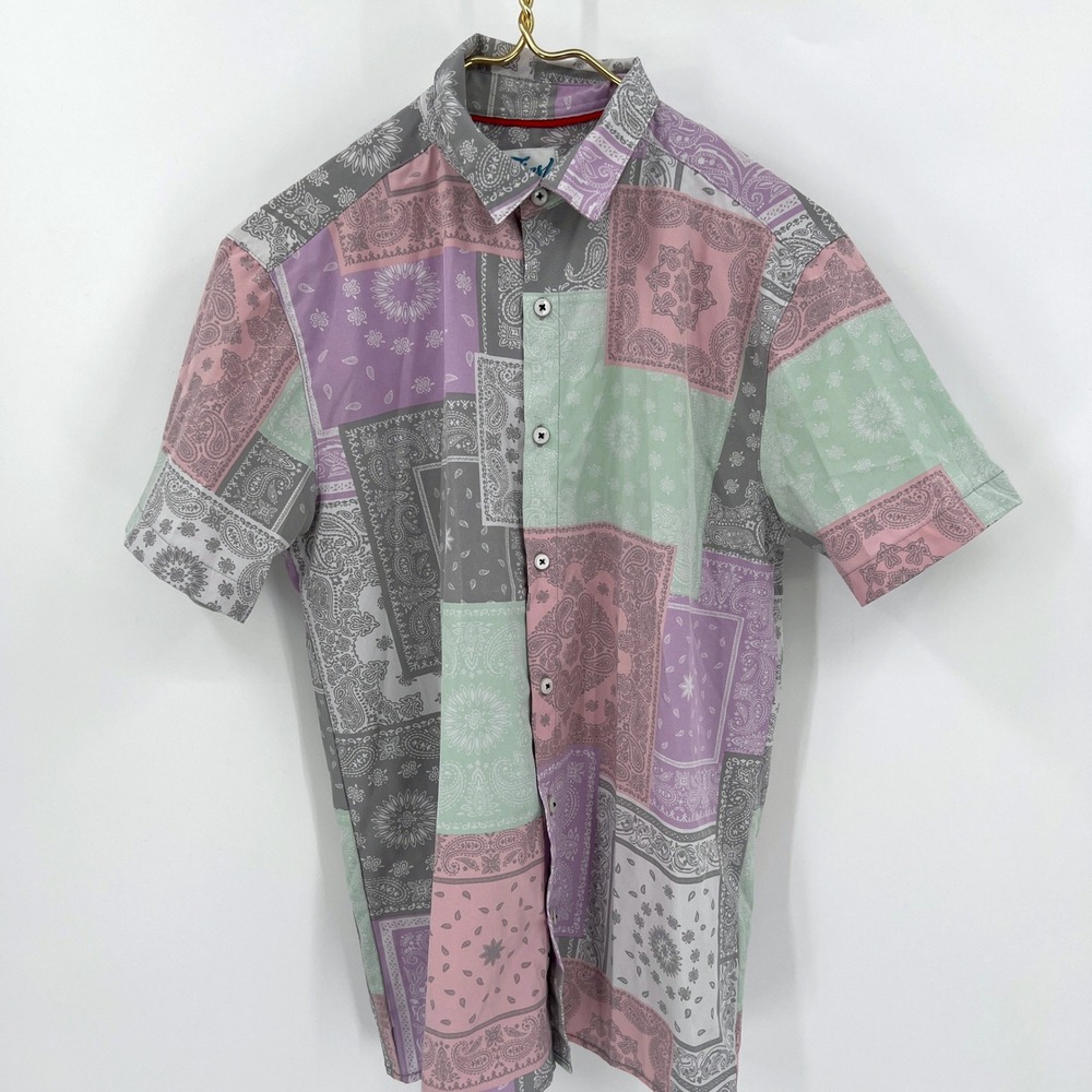 Fresh Prints of Bel-Air Patchwork Bandana Print Paisley Camp‎ Shirt Size S